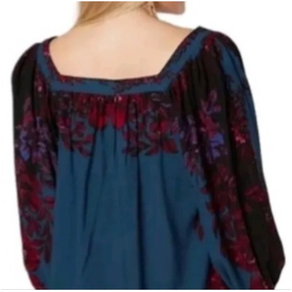 Free People Wild Memories Peasant Blouse in‎ Dark Turquoise Size Small Light - Picture 2 of 10